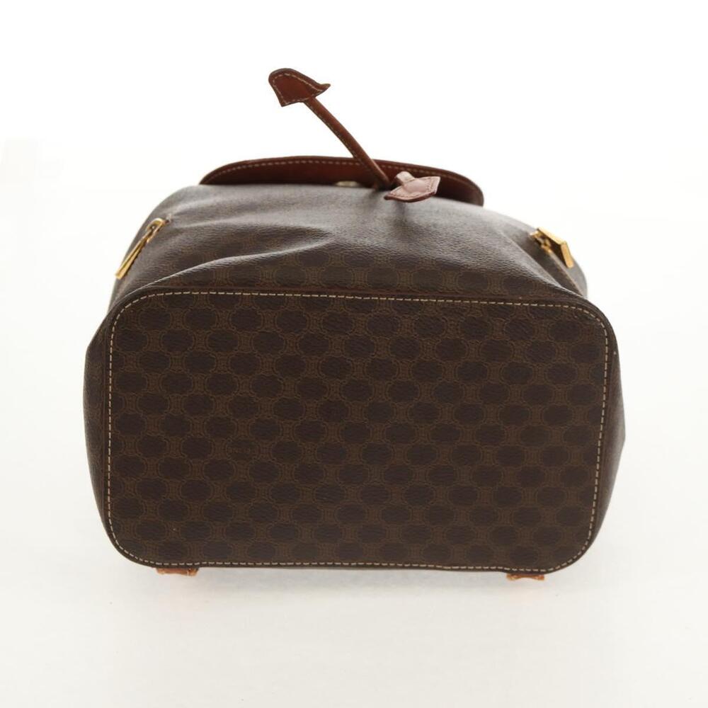 CELINE Macadam Canvas Backpack PVC Leather Brown Gold Auth 156449 - Picture 5 of 16